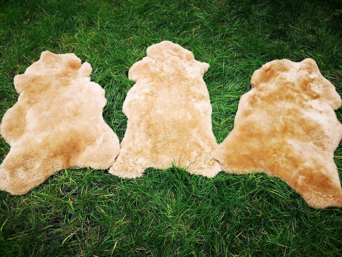 FELL Deutsches Merino Lammfell Schaffell Hellbraun ca. 135 cm - Hellbraun, Fell (80/135cm) - Provellus