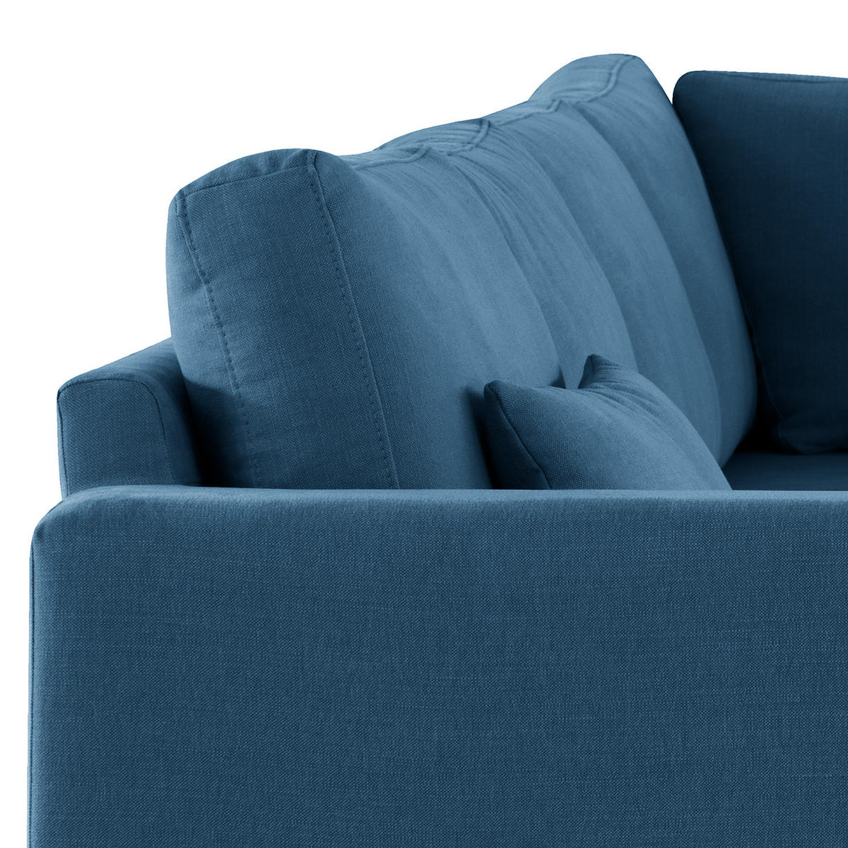 ECKSOFA mit Ottomane - Blau/Eichefarben, Naturmaterialien/Eichenholz (287/219cm) - home24