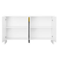 SIDEBOARD aus Spanplatte 140x38x80 cm Weiß mit 4 Türen, verstellbaren Einlegeböden und goldfarbenen Griffen - Weiß, Holzwerkstoff (140/80/38cm) - IVMEU