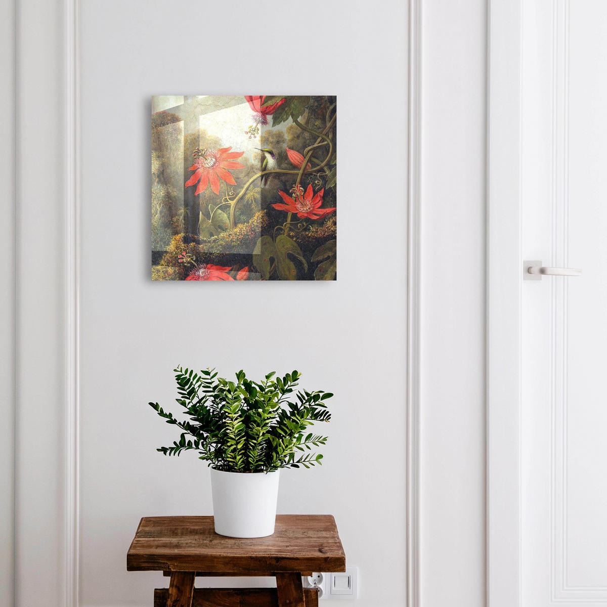 SCHLÜSSELBOX Weiß 30x30 cm – Türöffnung nach rechts - Die Exotik der Natur - Grün, Metall (30/30/5cm) - TULUP
