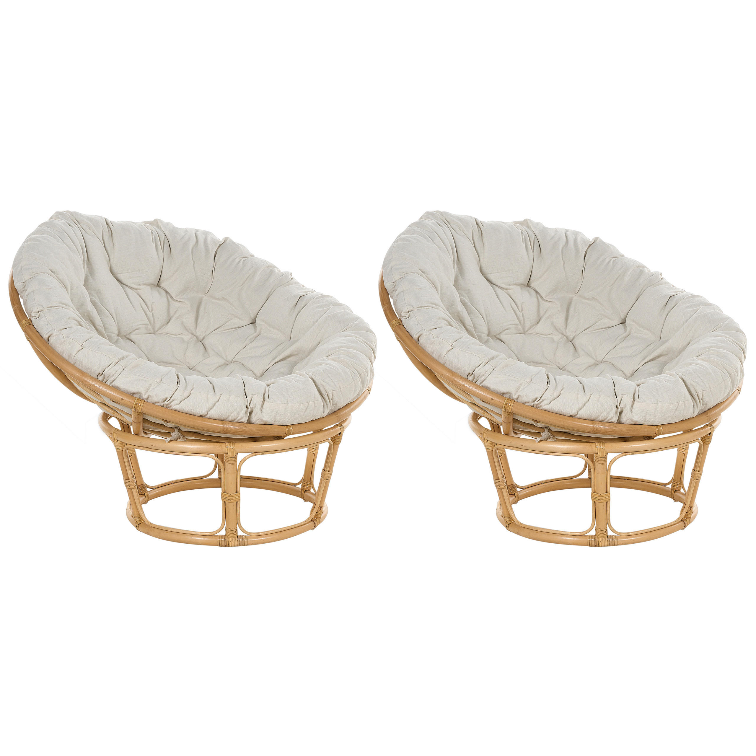 GARTENSESSEL 2er-Set Rattan helles beige Salvo - Naturfarben, Naturmaterialien (110/77/110cm) - Beliani