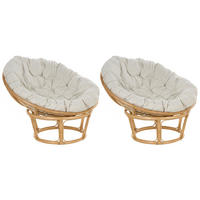 GARTENSESSEL 2er-Set Rattan helles beige Salvo - Naturfarben, Naturmaterialien (110/77/110cm) - Beliani