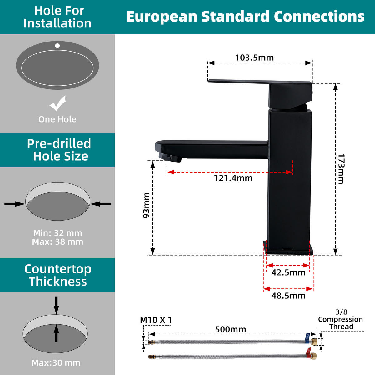WASCHTISCHARMATUR Aufsatzbecken Schwarz - Schwarz, Metall (19/7/30.5cm) - HOMELODY