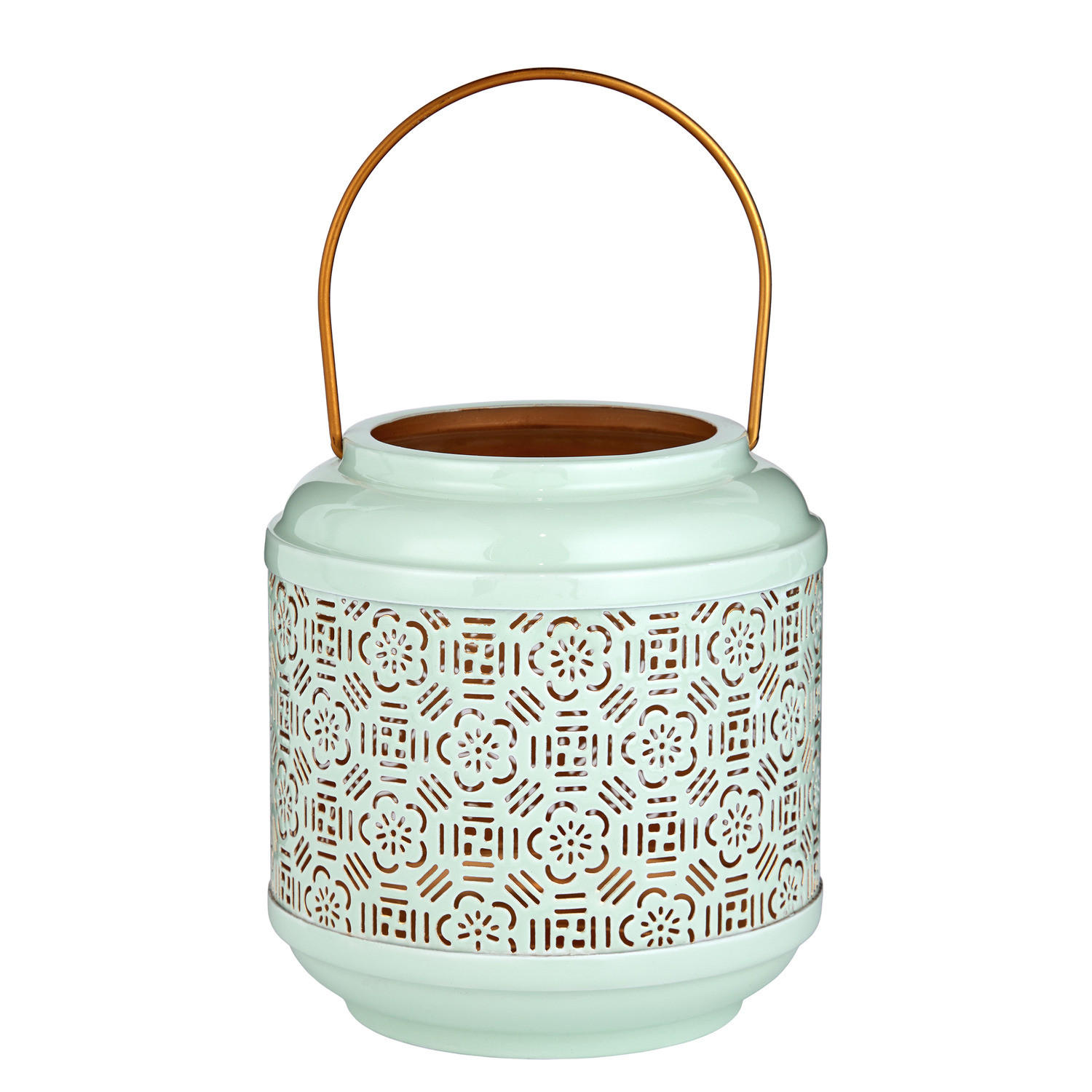 LATERNE Wabi Sabi Blumen - Eisen - Mintgrün, Metall (15/16/15cm) - Butlers