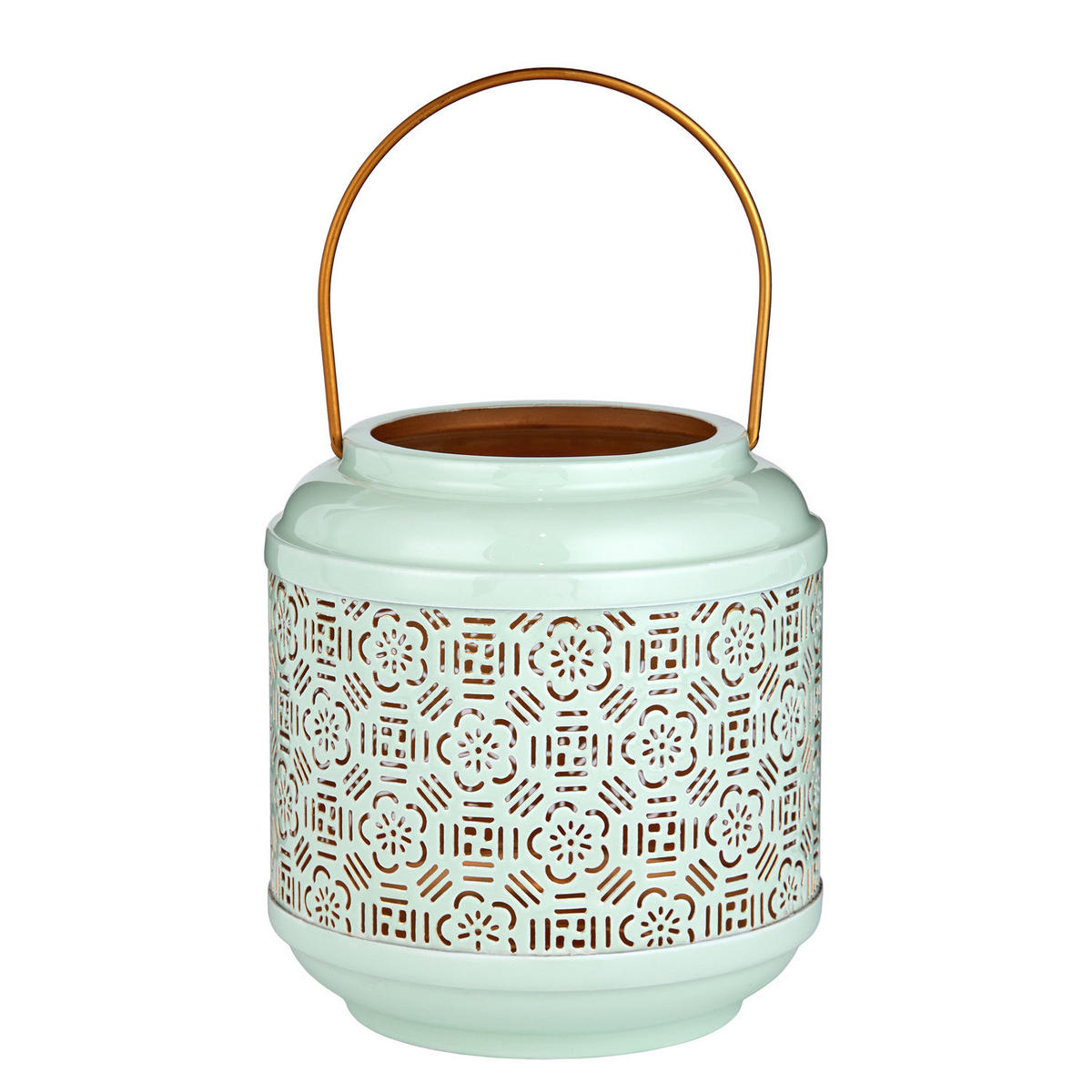 LATERNE Wabi Sabi Blumen - Eisen - Mintgrün, Metall (15/16/15cm) - Butlers