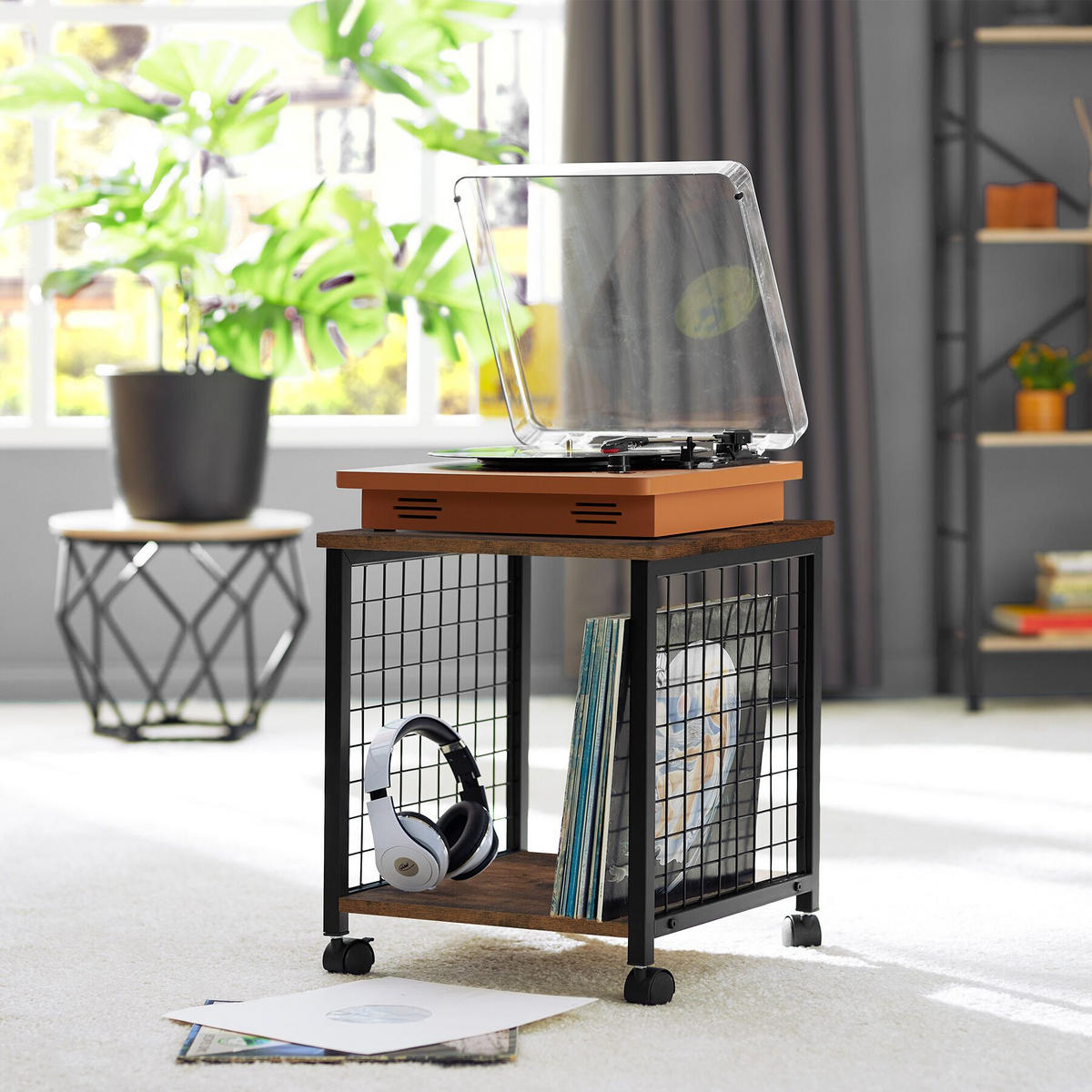 BEISTELLTISCH Gary,40 x 40 x 48 cm,Industrial Holz dunkel, rustikal - Rostfarben, Holzwerkstoff (40/40/48cm) - tectake
