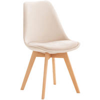 STUHL Samt beige - Eukalyptusholzfarben/Beige, Holz/Textil (49/83/50cm) - CLP