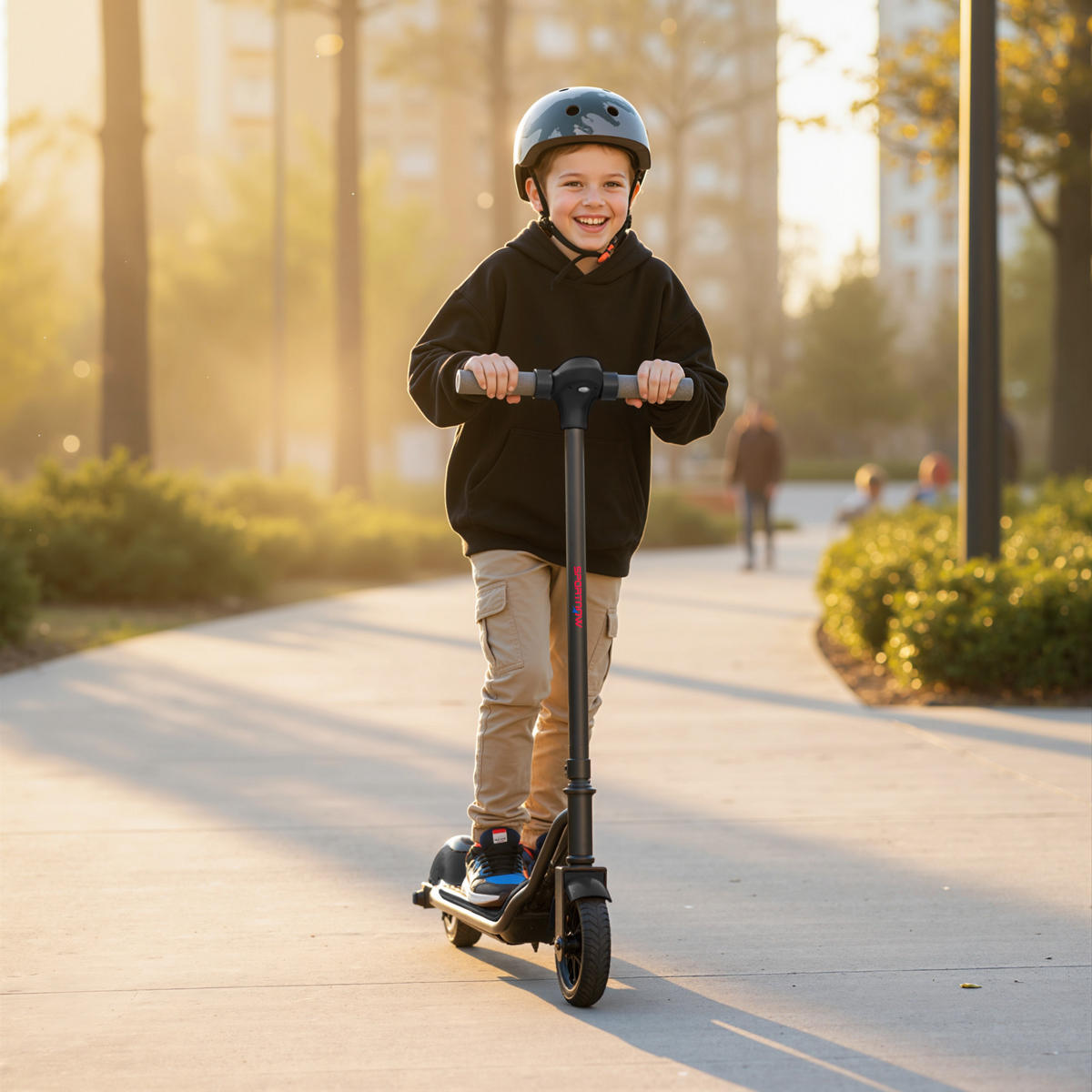 KINDERSCOOTER DE-16992 LED-Display & RGB-Licht Schwarz - Schwarz, Metall (80/34/89cm) - ComfortXL