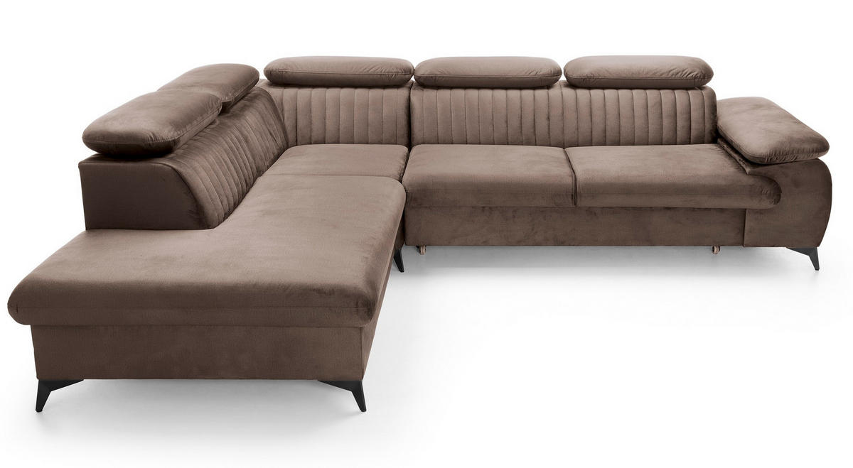 ECKSOFA 275 cm mit verstellbaren Kopfstützen Xanto L, Links, Braun - Braun, Holz (275/221cm) - Emporius