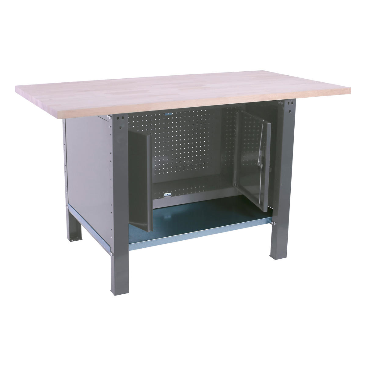 WERKBANK Buffalo Wood mit Schrank HxBxT 86,5 x 180 x 75 cm Traglast 1000 kg Grau - Grau, Metall (180/86.5/75cm) - PROREGAL