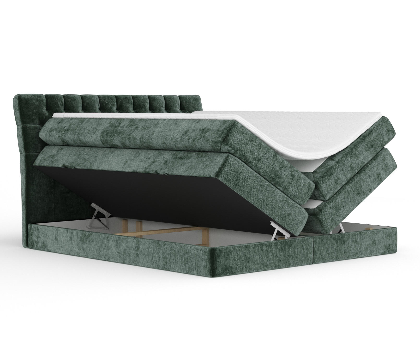 BOXSPRINGBETT Seraphine Grün 140/200 cm - Schwarz/Grün, Holz/Holzwerkstoff (140/200cm) - Maison de Reve