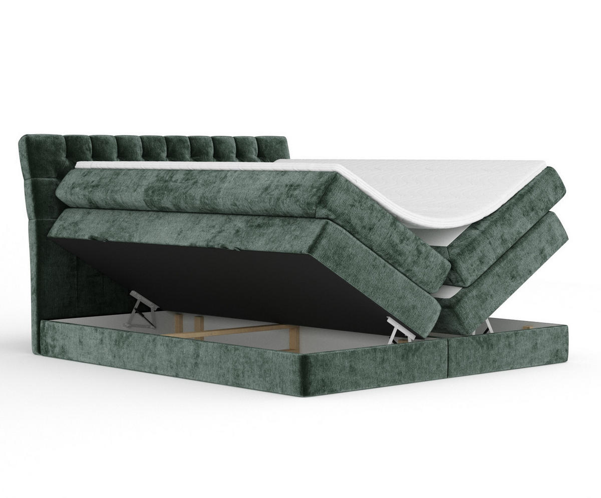 BOXSPRINGBETT Seraphine Grün 160/200 cm - Schwarz/Grün, Holz/Holzwerkstoff (160/200cm) - Maison de Reve