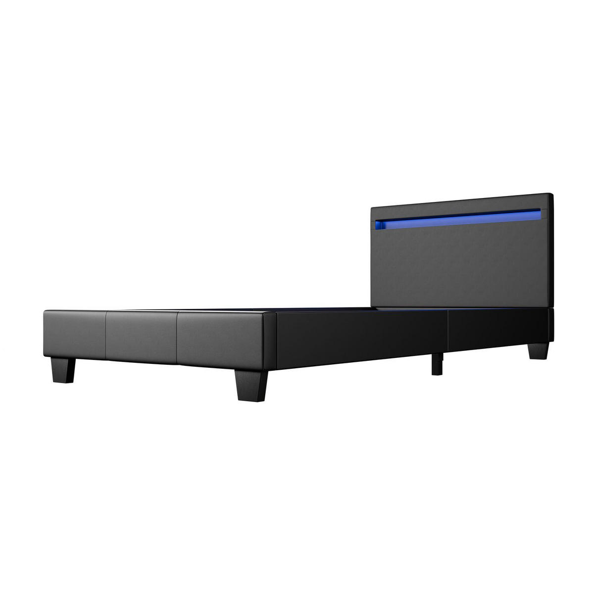 POLSTERBETT Verona mit LED schwarz 90x200cm - Schwarz, Holz (90/200cm) - Juskys