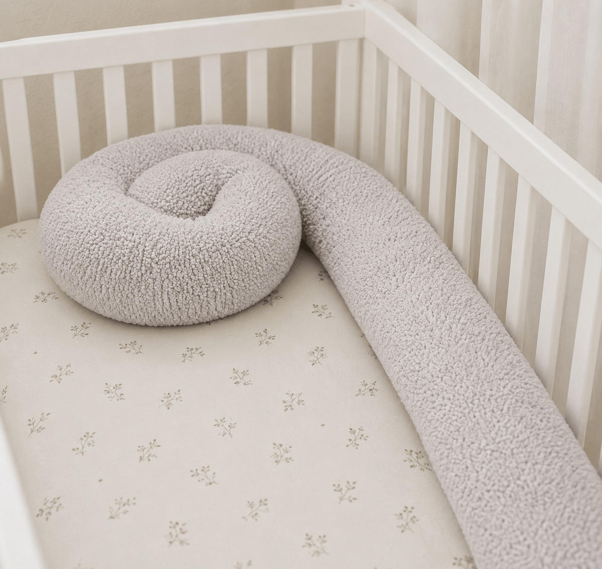 BETTUMRANDUNGSSCHUTZ Bettschlange aus Teddystoff, 200 cm, Creme-Weiß - Weiß, Textil - MeowBaby