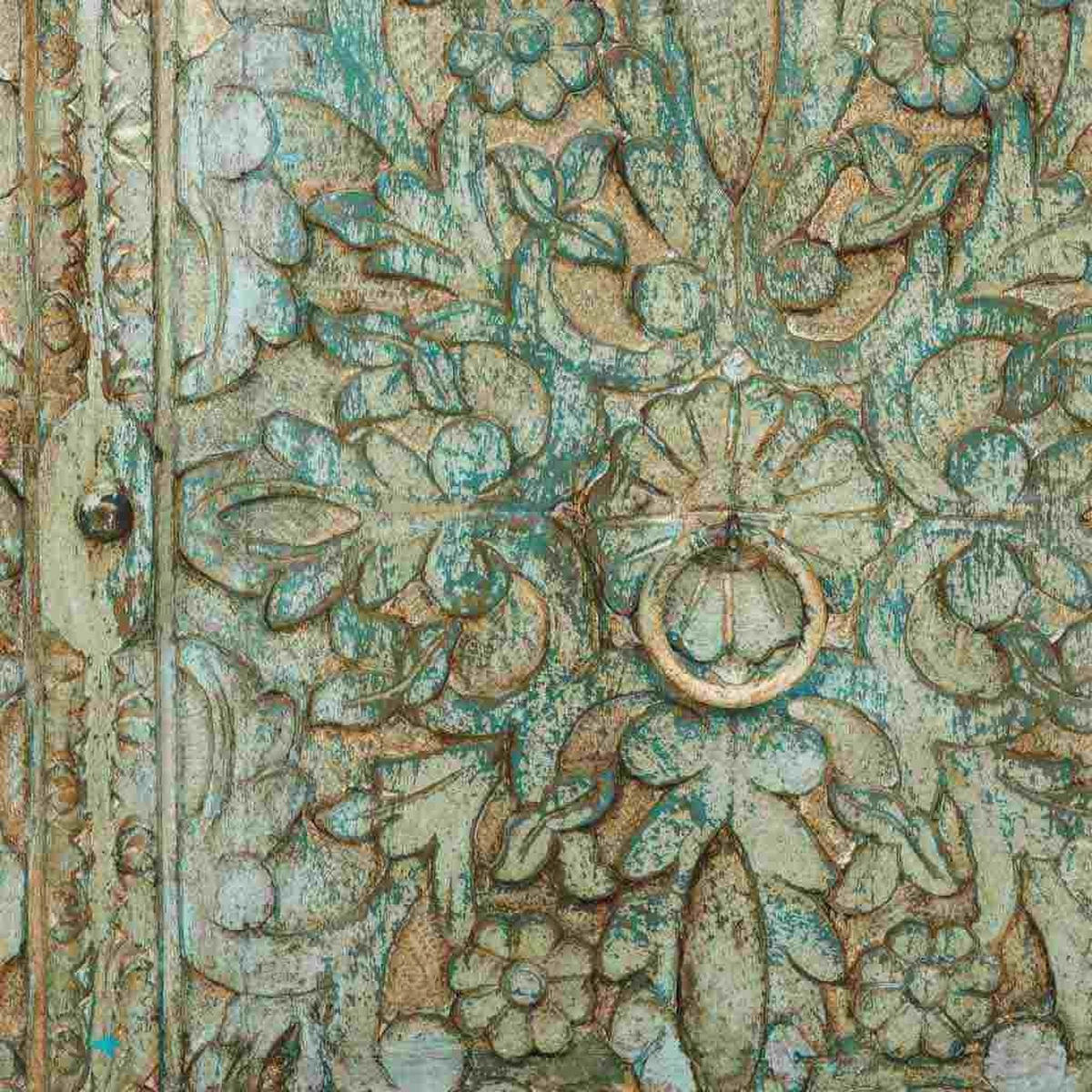 ANRICHTE aus Geschnitztes Holz, grün, 147x45x96 - Multicolor, Holz (147/96/45cm) - Wanderlust