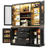 MEHRZWECKSCHRANK mit App-gesteuerter LED-Beleuchtung, 3 Schubladen,Schwarz 185/140/40 cm - Schwarz, Glas/Holzwerkstoff (140/185/40cm) - EVRYAE