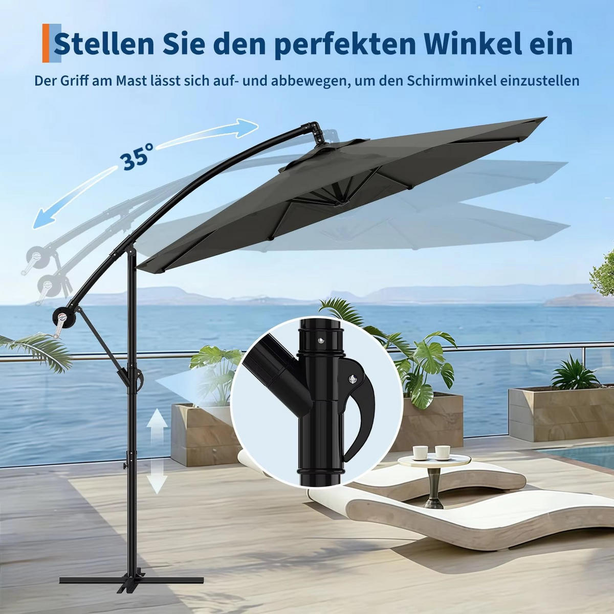 AMPELSCHIRM 300 cm Khaki - Beige, Metall (300/300cm) - Bomclap