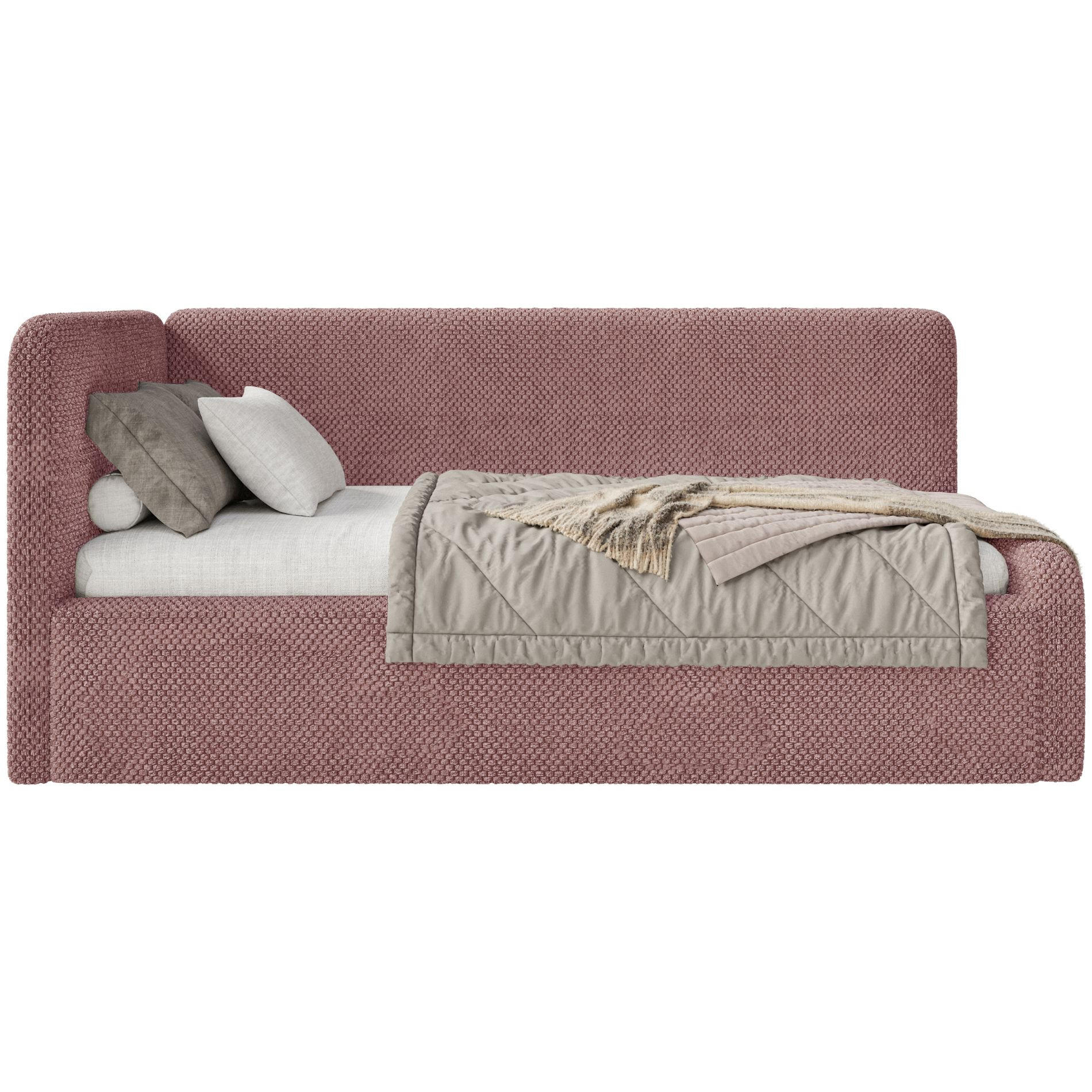 JUGENDBETT Fanko Plüsch Rosa 90x200 cm - Pink/Schwarz, Kunststoff/Textil (90/200cm) - Selsey