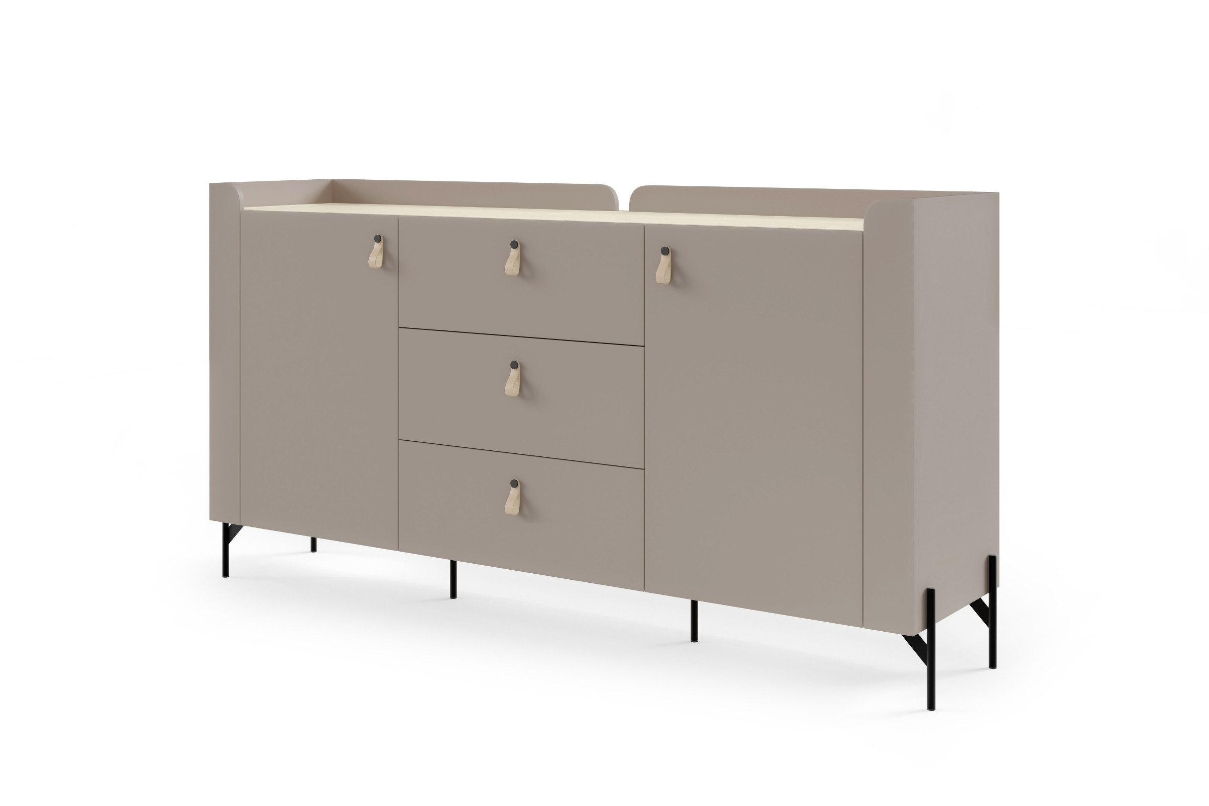 KOMMODE SOVI 05 180 / 95 / 42 cm in Porcini / Eiche Mavelie - Greige/Eichefarben, Holzwerkstoff (180/95/42cm) - Deine Möbel 24