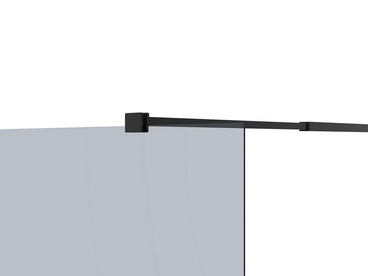 DUSCHWAND - 140cm x 0.6cm - Sicherheitsglas - schwarz - MALIKA II - Schwarz, Glas (140/200cm) - Vente-Unique