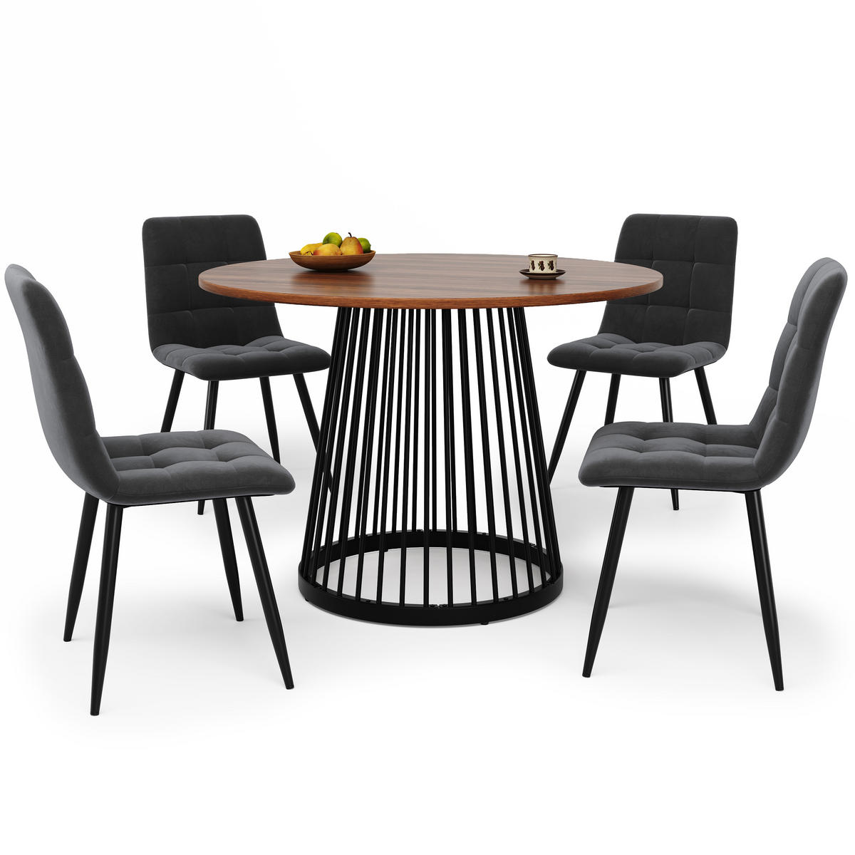 ESSTISCH 80x80x76 cm in Schwarz und Walnuss aus MDF mit Nussbaumoptik - Walnussfarben, Holzwerkstoff (80/80/76cm) - Modfu