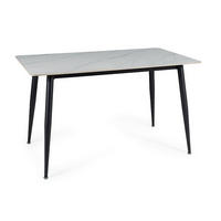 ESSTISCH Rion Marmor Weiß 130 / 70 / 76cm - Schwarz/Weiß, Holz/Keramik (70/130/76cm) - Feldmann-Wohnen