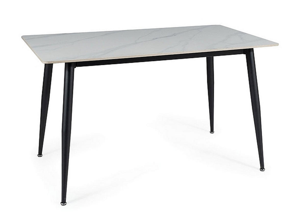 ESSTISCH Rion Marmor Weiß 130 / 70 / 76cm - Schwarz/Weiß, Holz/Keramik (70/130/76cm) - Feldmann-Wohnen