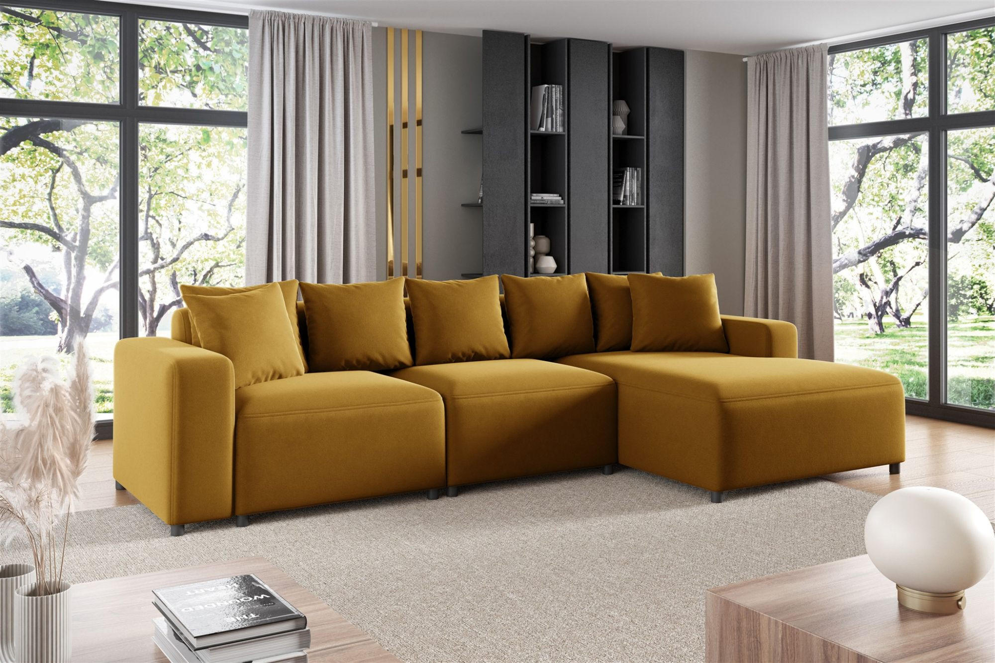 ECKSOFA Megan In Salvador - Honig, Holzwerkstoff/Textil (331/165cm) - Fun Möbel