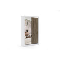 KLEIDERSCHRANK VILAN mit Spiegel - 120 cm - Weiß|Eiche Wotan - Eiche Wotan/Weiß, Holzwerkstoff (120/215/61cm) - ALTDECOR