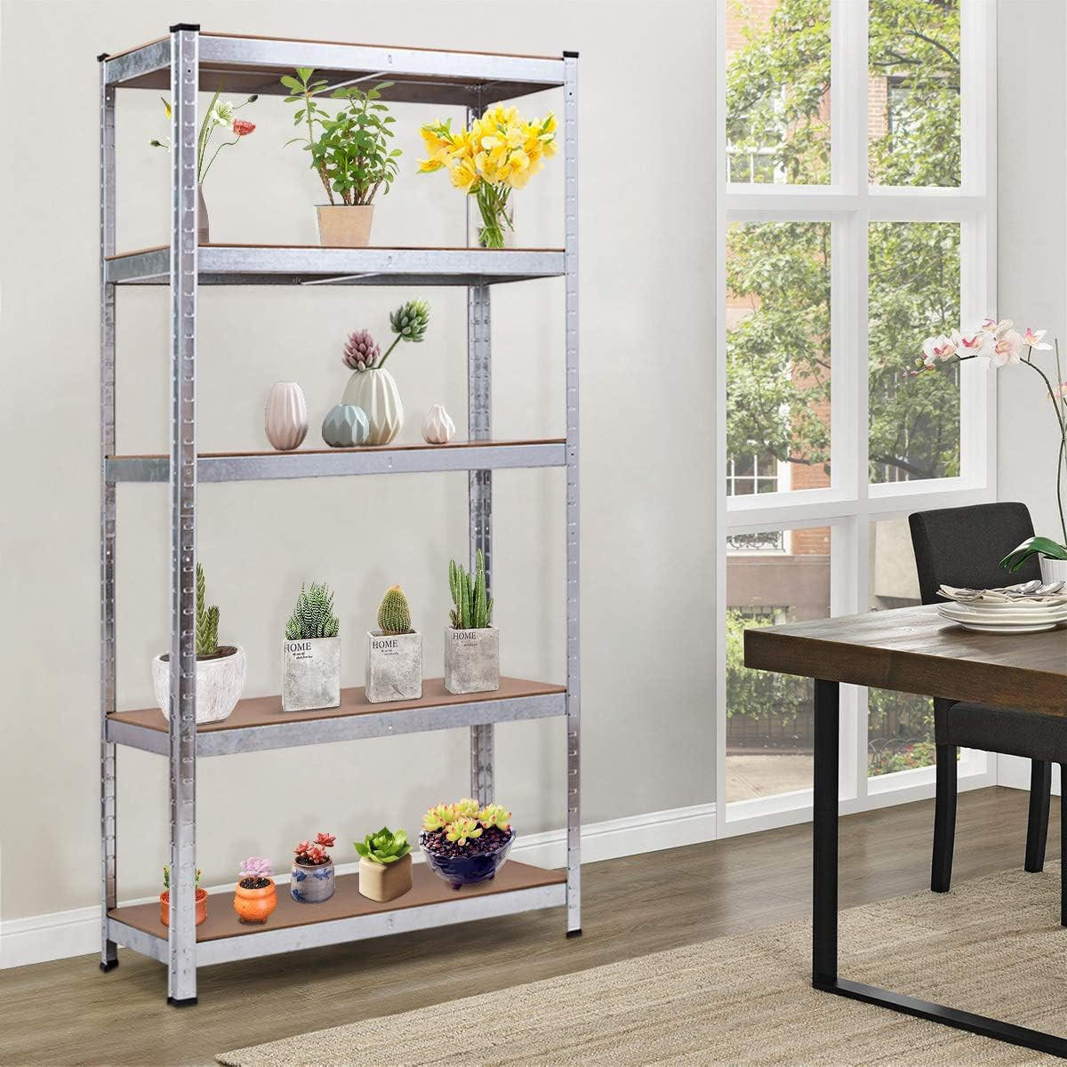FÖRVARINGSSTÄLL Silver - Silverfärgad, Trä (90/180/40cm) - COSTWAY