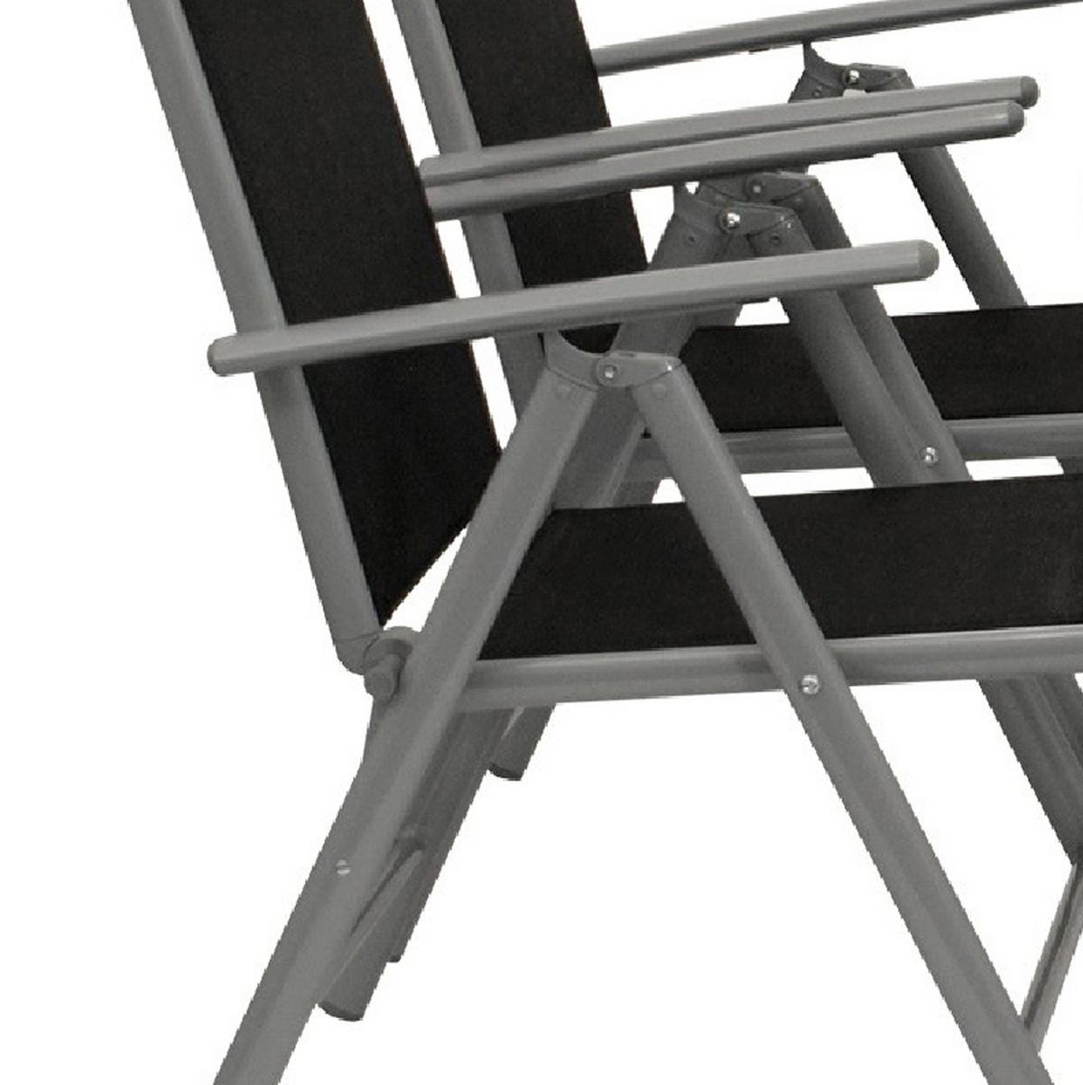 GARTEN-GARNITUR Chelmsford 5-teilig (4x Klappsessel mit Armlehnen, 1x Tisch 120x70cm) - Garten-Essgruppe mit Gestell aus Aluminium / Stahl - Grau, Metall - TPFGarden