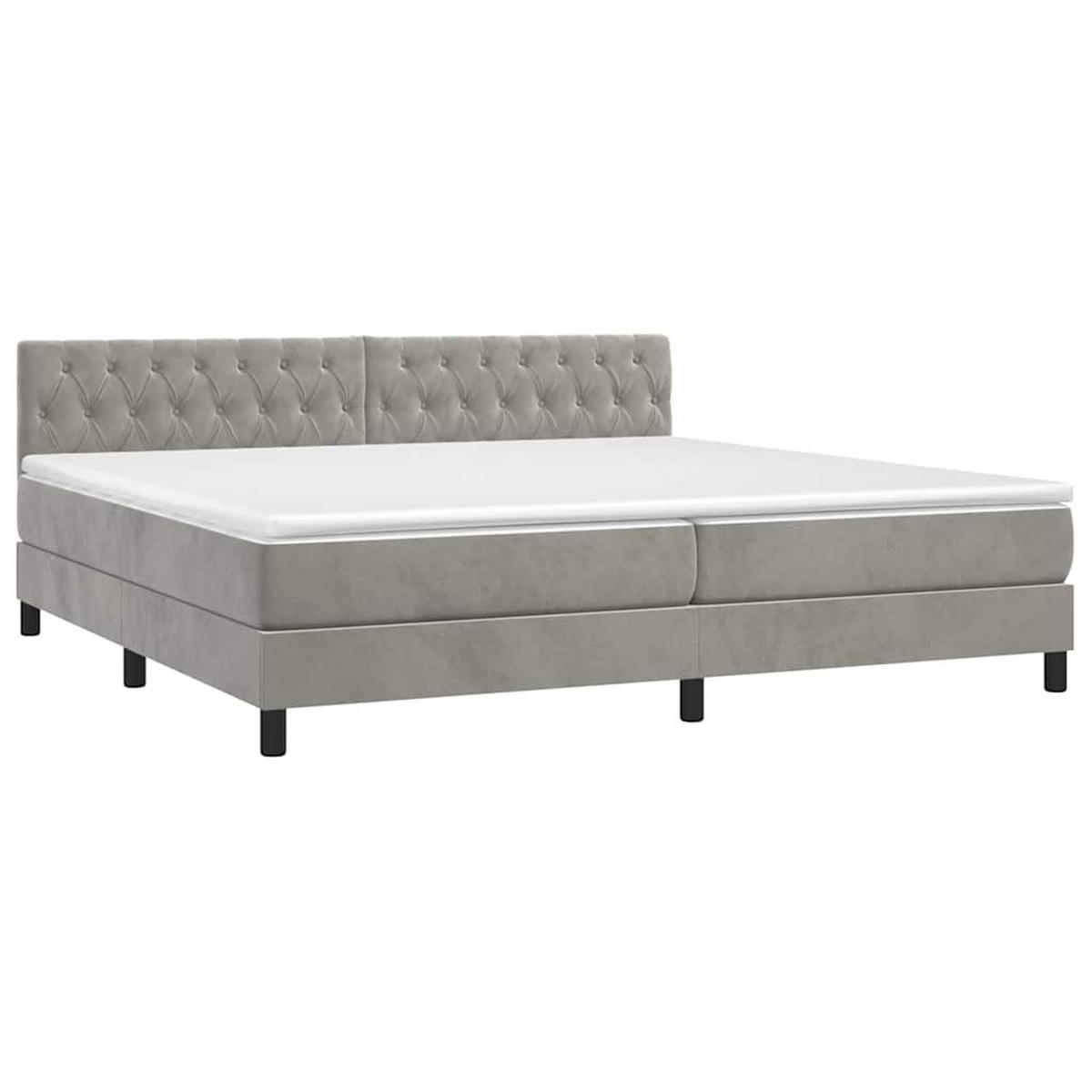 BOXSPRINGBETT 200/200 Cm Grau Samt - Grau, Textil (200/203cm) - vidaXL
