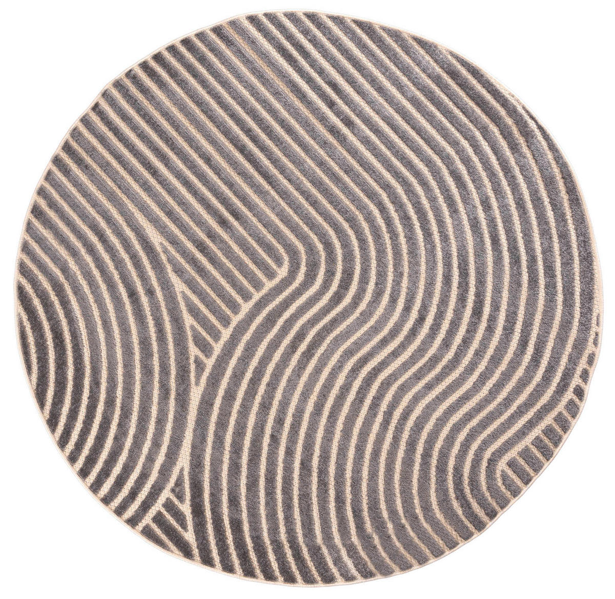 TEPPICH Grau Rund Geometrisch - Kurzflor Rund - Minimalistisch, Stilvoll - 150 x 150 cm - Beige/Grau, Textil (150/150cm) - Mazovia