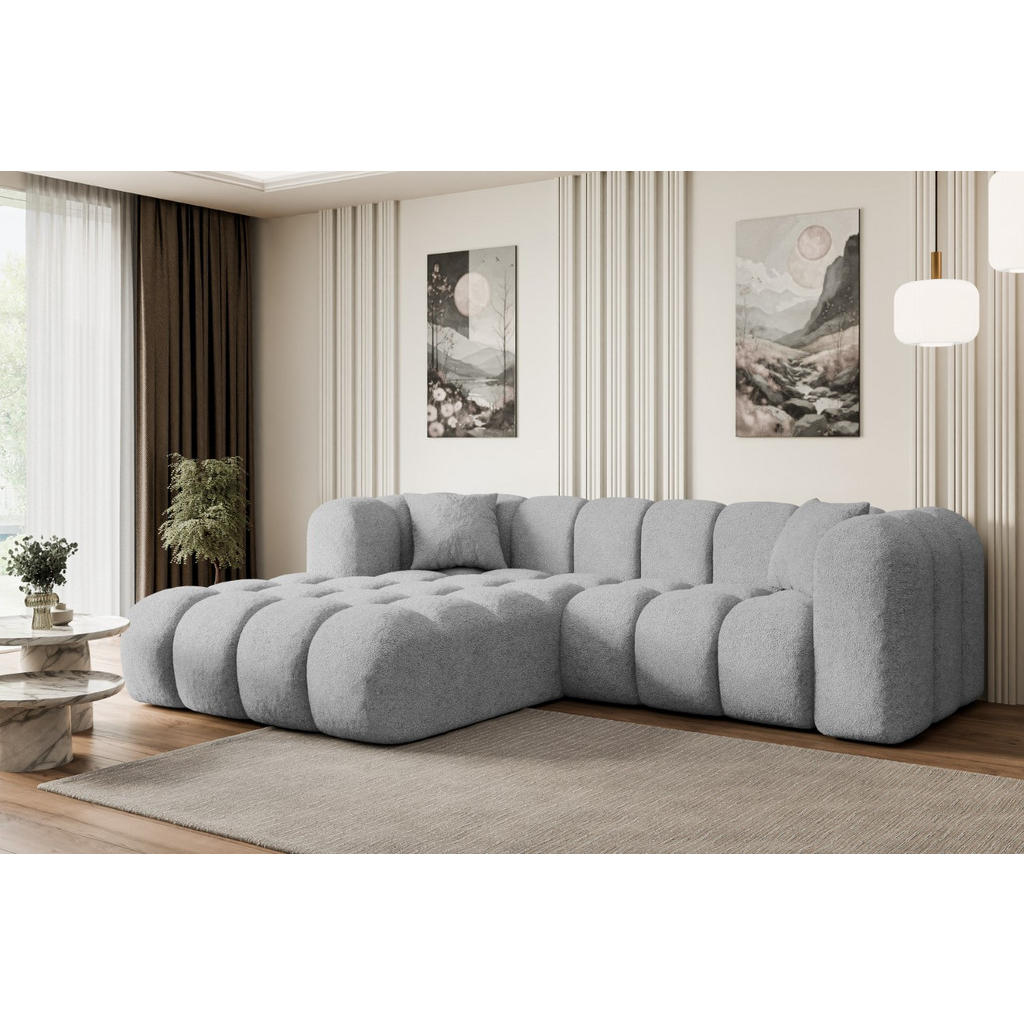 Thumbnail - Altdecor Ecksofa, Hellgrau, Textil, 5-Sitzer, L-Form, Ottomane links, 242x190 cm, Wohnzimmer, Sofas & Couches, Wohnlands...
