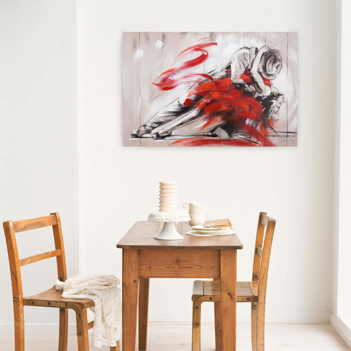 ACRYLBILD HANDGEMALT 90/60 cm - Rot, Holz/Textil (90/60cm) - KUNSTLOFT