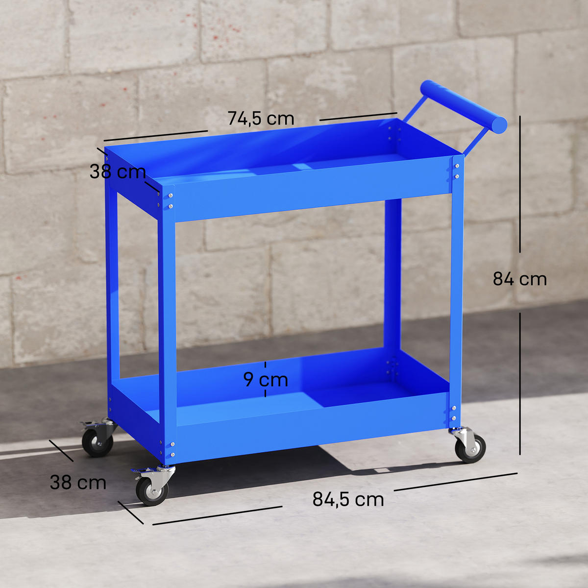 WERKSTATTWAGEN DE-18504 2-stufig, 150 kg Tragfähigkeit Blau - Blau, Metall (38/84/84.5cm) - ComfortXL