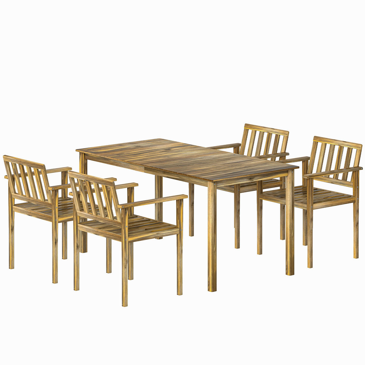 GARTEN-ESSSET 5-teilig,Tisch+Stühle für 4 Personen,teak - Beige, Holz - Vallsero