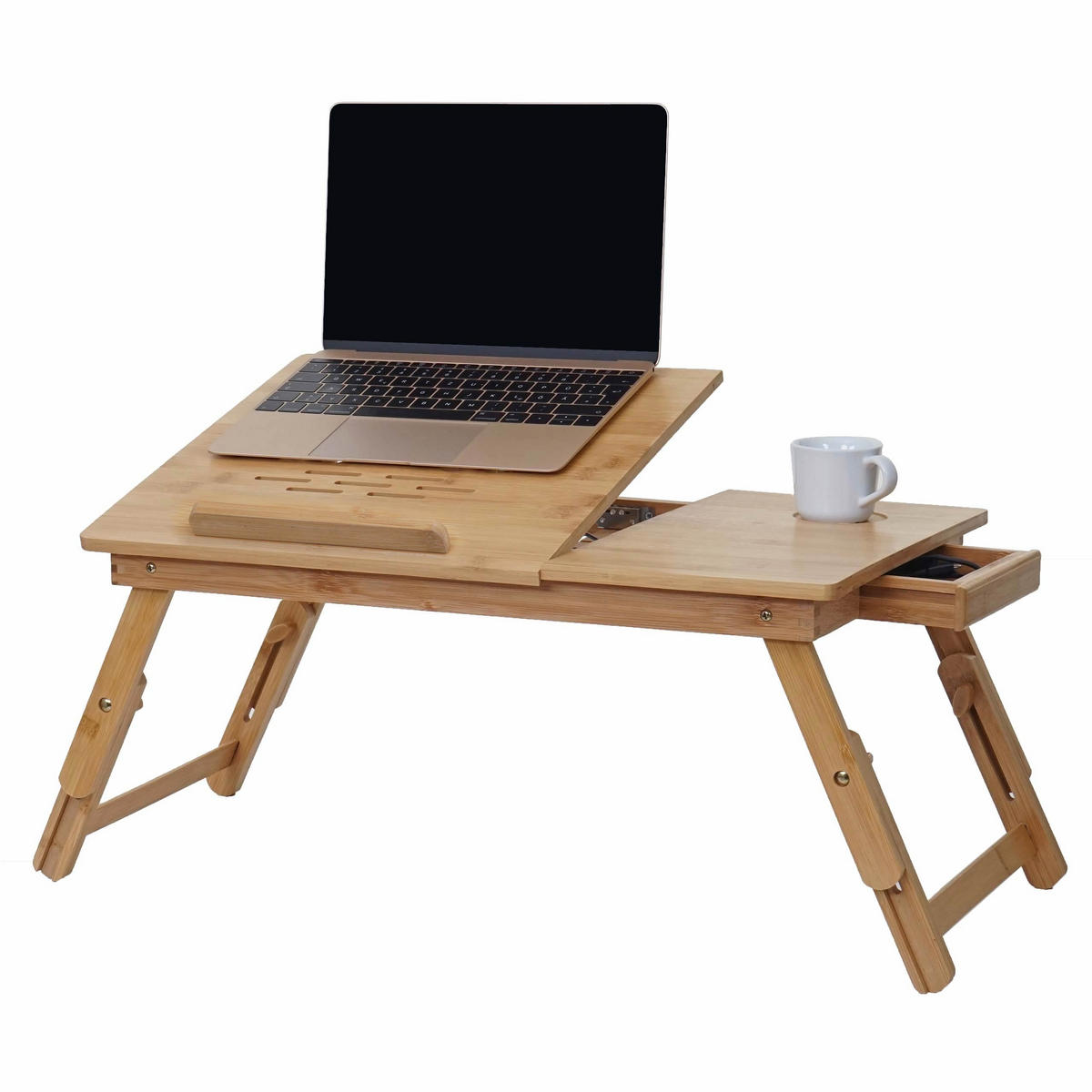 LAPTOPTISCH HxBxT 28x55x35cm Bambus mit Lüftungslöchern faltbar höhenverstellbar - Braun, Holz (35/55/28cm) - PROREGAL