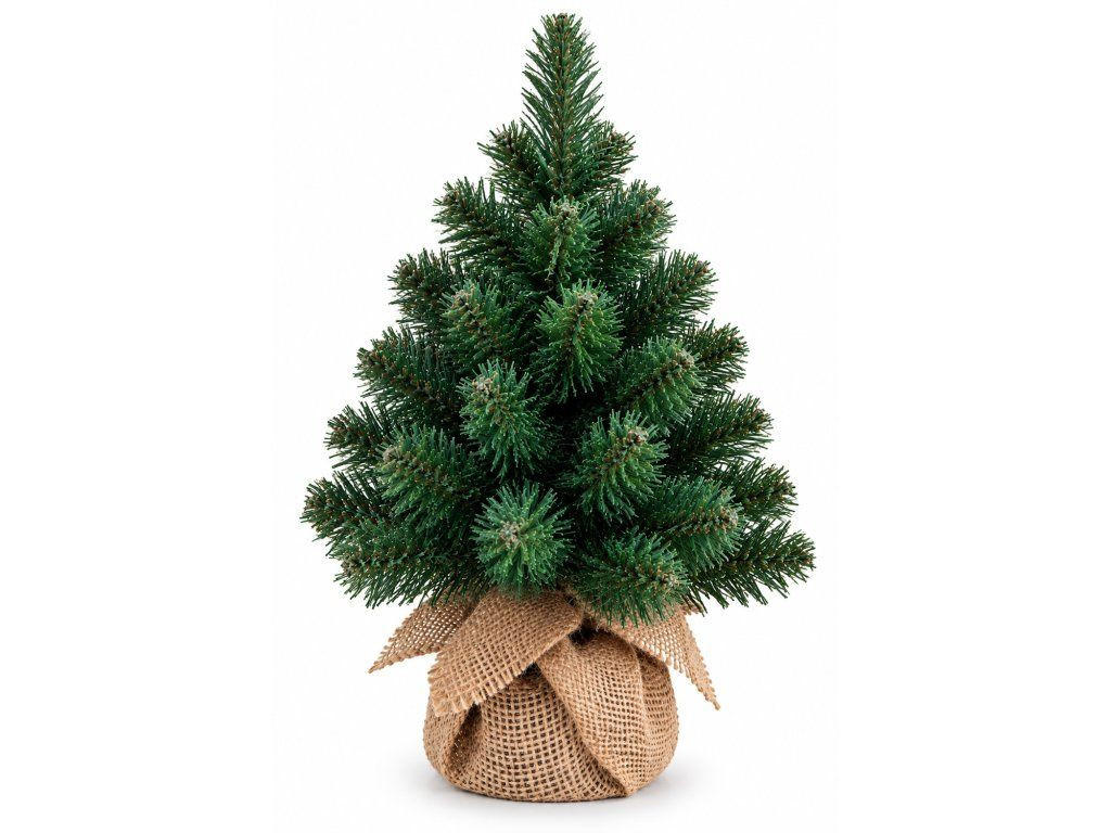 WEIHNACHTSBAUM künstlicher NARNIE 25 cm, grün, 2D, 21 Zweige, inkl. Pflanztopf mit Jutesack - Grün, Kunststoff/Stein (18/25cm) - LAALU