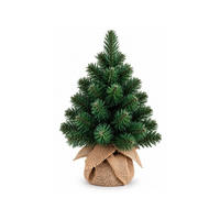 WEIHNACHTSBAUM künstlicher NARNIE 25 cm, grün, 2D, 21 Zweige, inkl. Pflanztopf mit Jutesack - Grün, Kunststoff/Stein (18/25cm) - LAALU