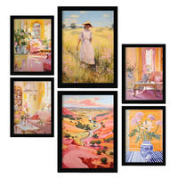 POSTER Set Mit 6 Land Schönheit In Vielseitiger Stil A3 & A4 Schwarzer Rahmen - Schwarz, Papier (29/3cm) - Nacnic