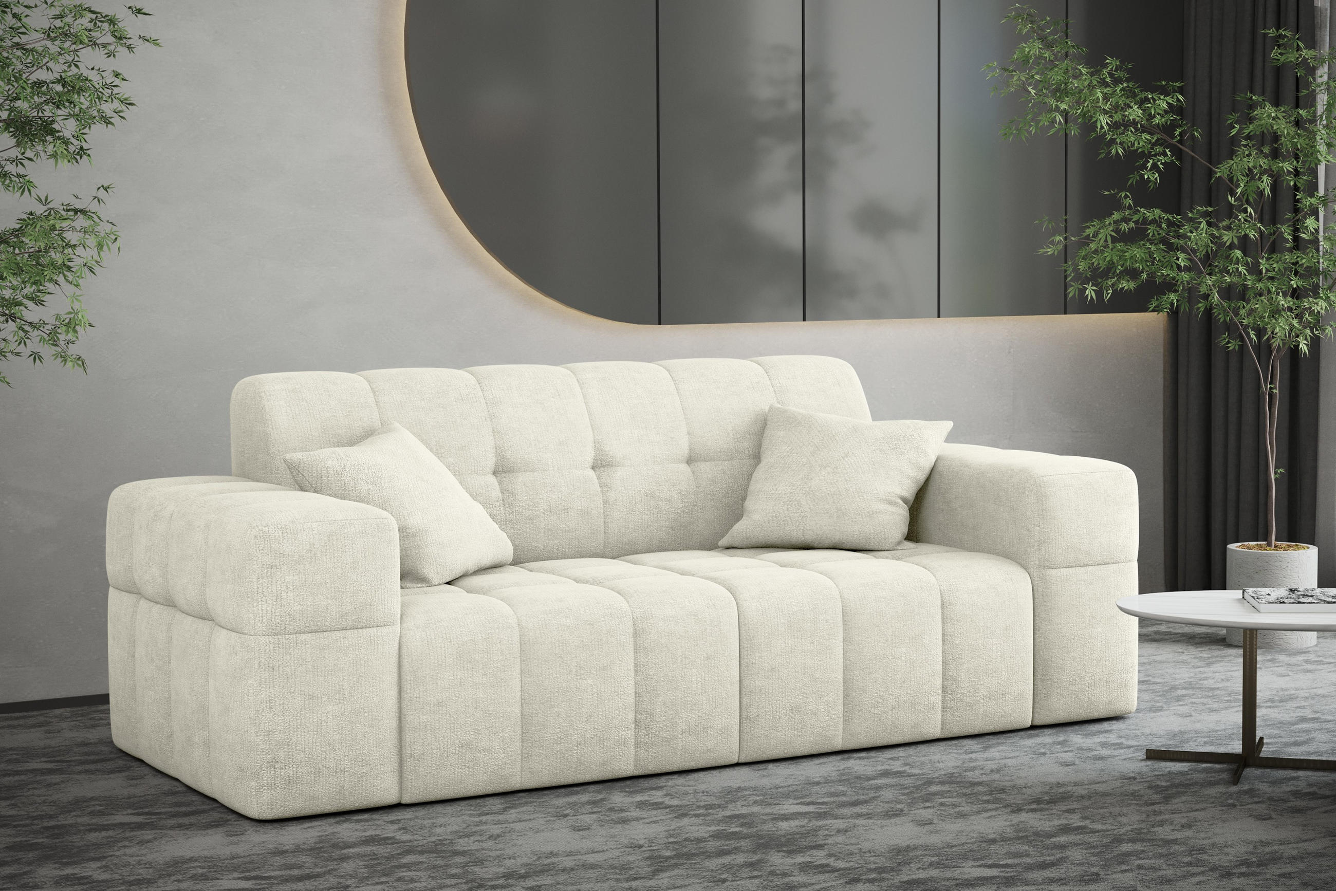 SOFA 2 Sitzer NIMES Stoff Perfect Harmony Creme - Creme, Holz/Kunststoff (183/82/92cm) - Kaiser Möbel