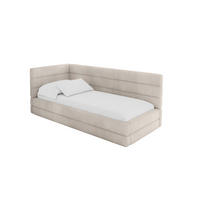EINZELLBETT Jugendbett mit Bettkasten, Rechts - BEMY 90x200 Beige - Sandfarben, Holzwerkstoff/Textil (90/200cm) - ALTDECOR
