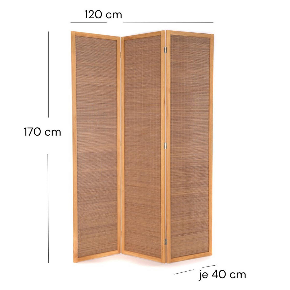 RAUMTEILER Alara 3-tlg. Bambus - Braun, Holz (120/170/2cm) - CREEDWOOD