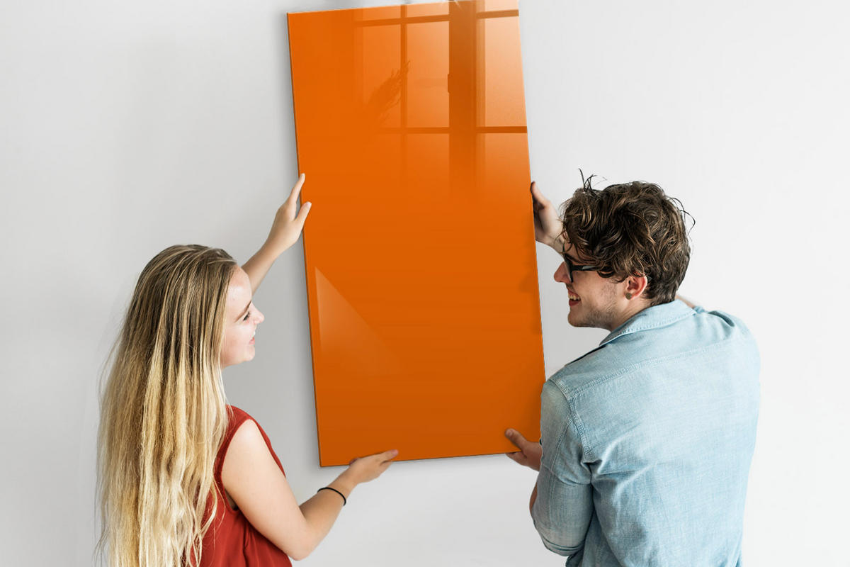 MAGNETTAFEL 60x120 Orange schwarzer Marker - Orange, Glas (60/0.4/120cm) - TULUP