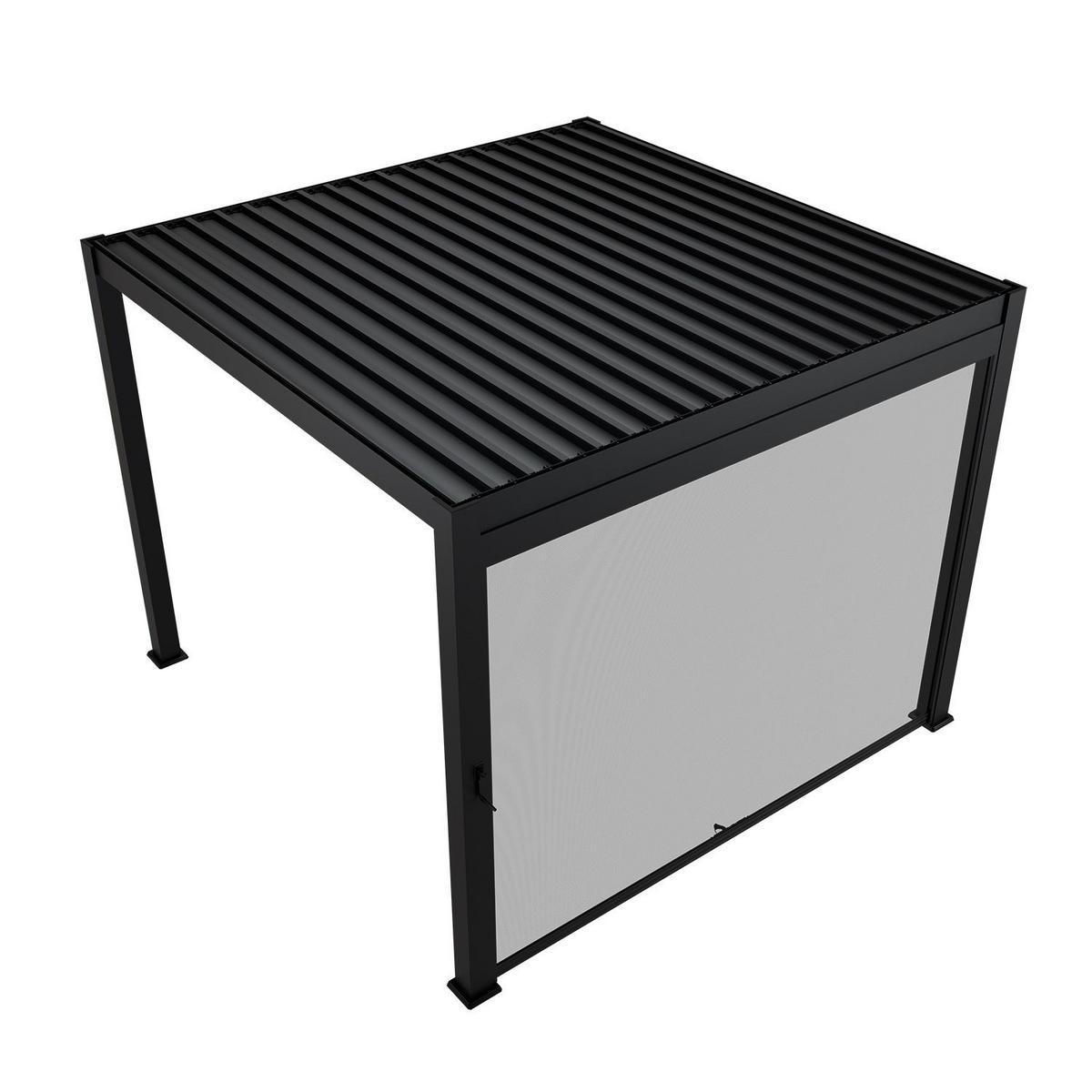 LAMELLENDACH Tahiti mit Seitenwand 3x3 m anthrazit - Anthrazit, Metall (300/240/300cm) - Juskys