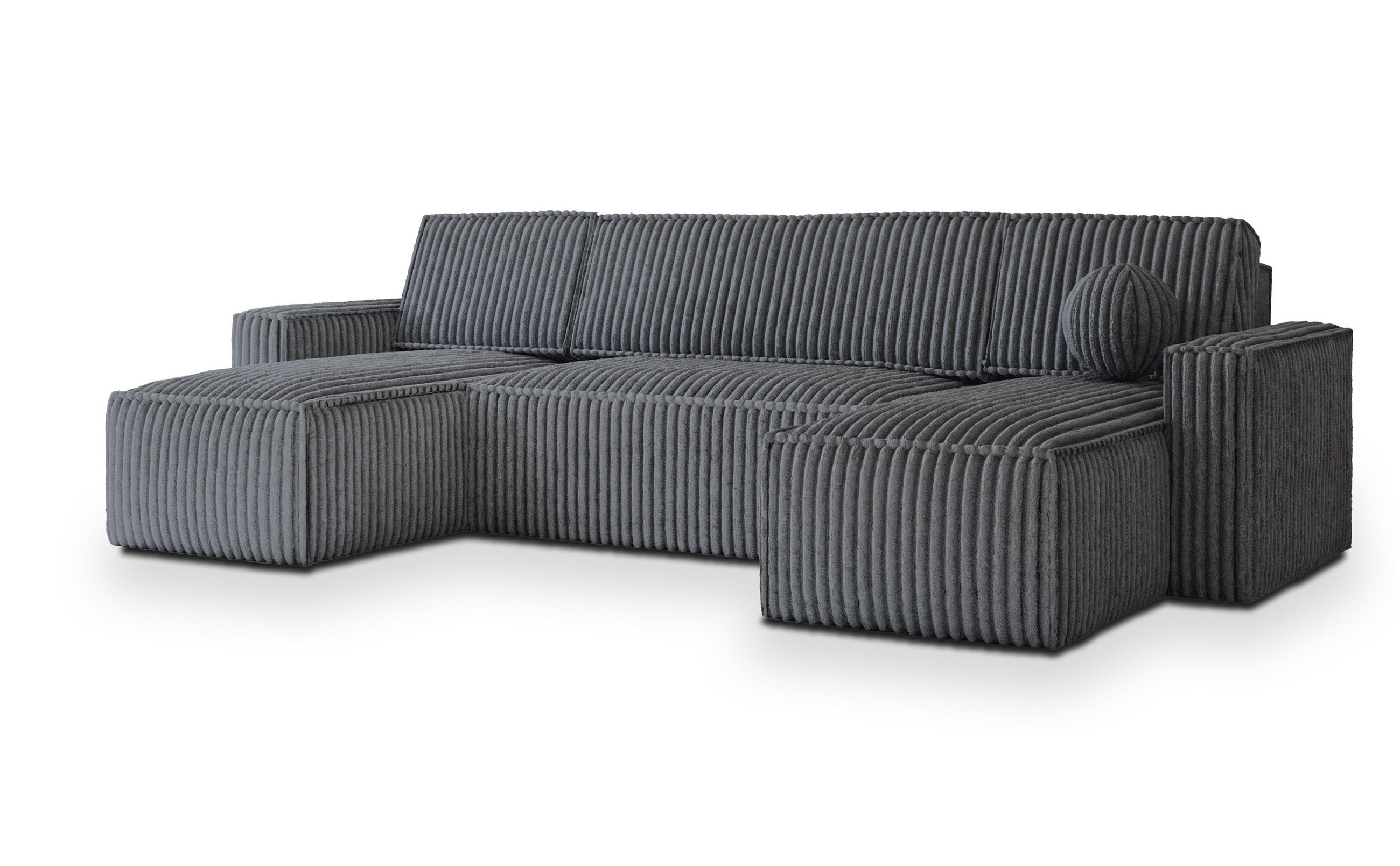 ROHOVÁ SEDAČKA PESANO grafitová - šedá/grafitová, dřevo/textil (306/140cm) - MASSENO