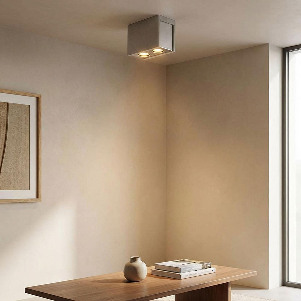 DECKENLEUCHTE Metall Beton Grau 2 Flammig 3er Set - Grau, Stein (18/10/14.7cm) - Globo Lighting