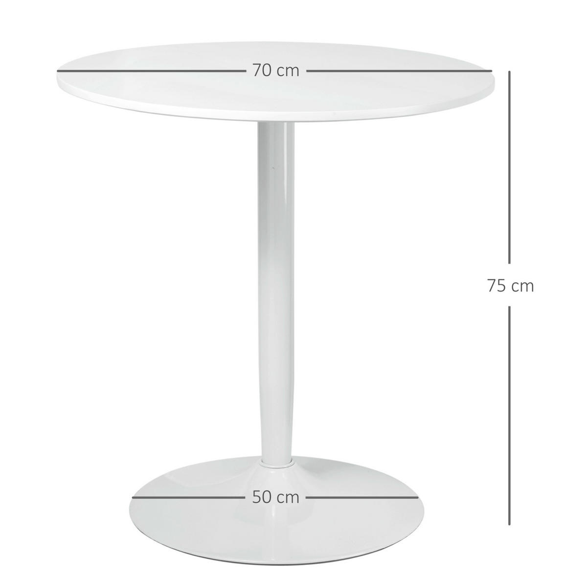 JEDÁLENSKÝ stôl 70/70/75 cm biely priestorovo úsporný z MDF s protišmykovou podstavou - biela, kompozitné drevo (70/70/75cm) - OKWISH
