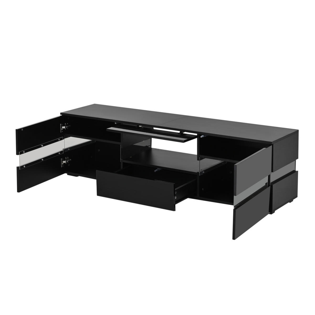 TV-ELEMENT mit LED-Beleuchtung 160 x 39 x 45 cm Schwarz - Schwarz, Holzwerkstoff (39/45/160cm) - Beauniv